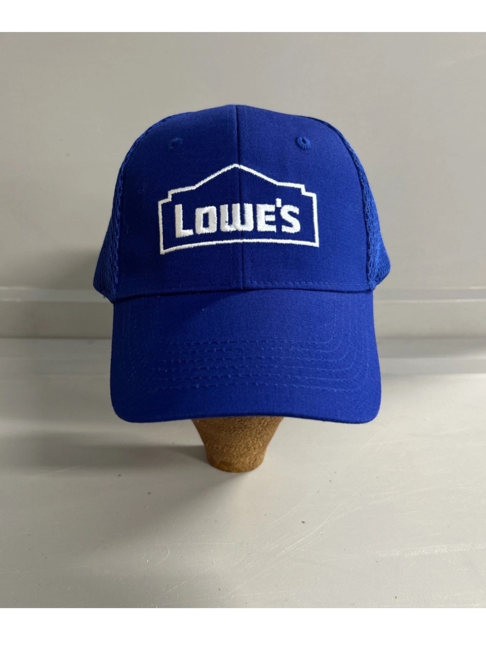 Lowe's Blue Baseball Cap Hat Embroidered Logo Mesh Back Adjustable OSFM Cotton